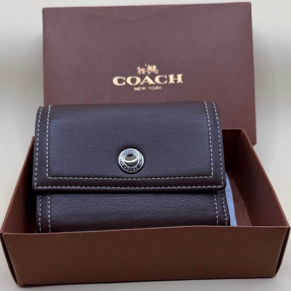 Coach Brown Leather Snap Wallet